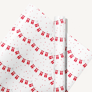 GAVEPAPIR - HVID M/DANNEBROG. 70 CM X 3 M. 60 GRAM