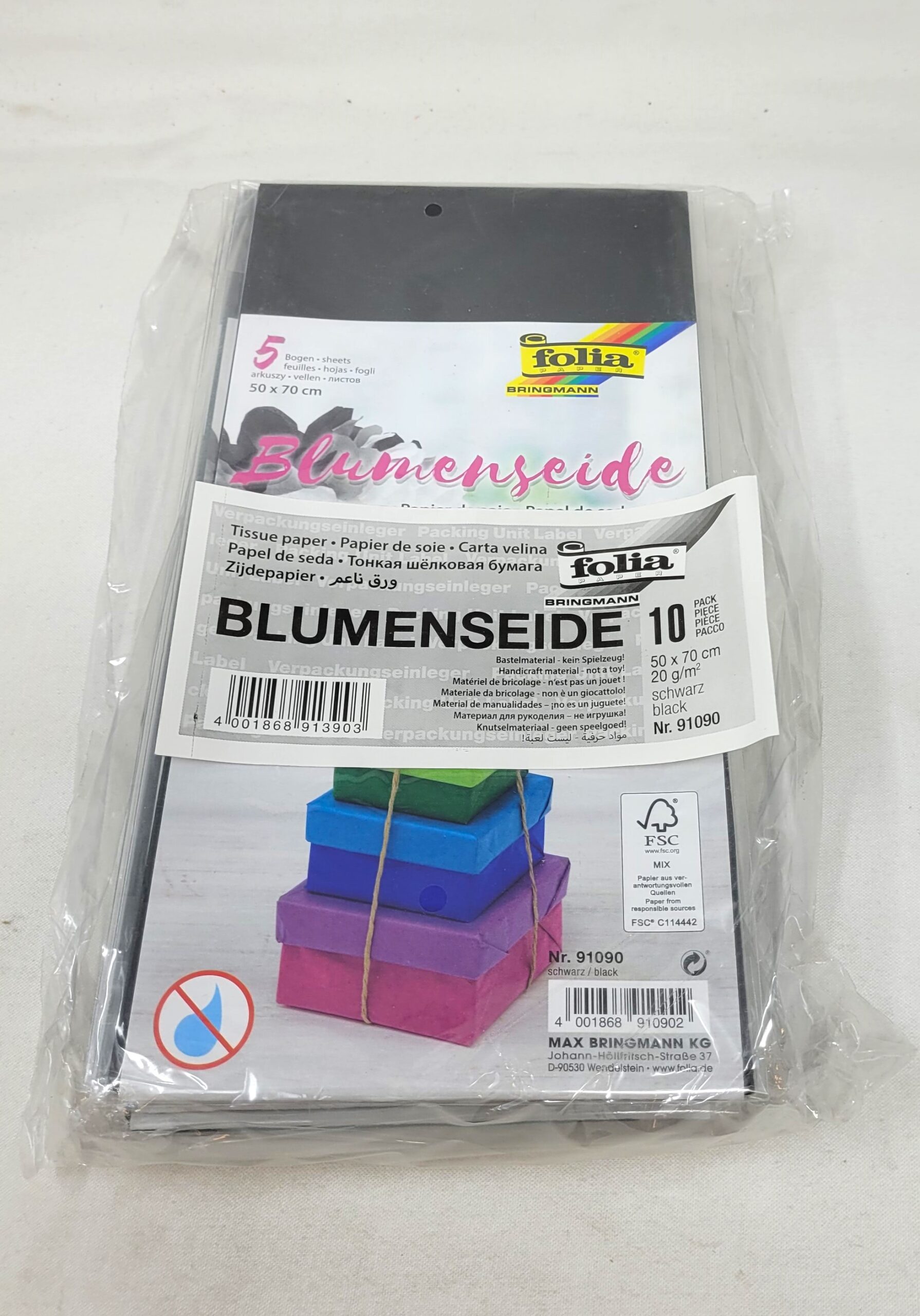 Papir 50X70Mm Sort Til Forsendelse - produktbillede