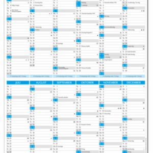 Vægkalender A2 2X6Mm Blå - produktbillede