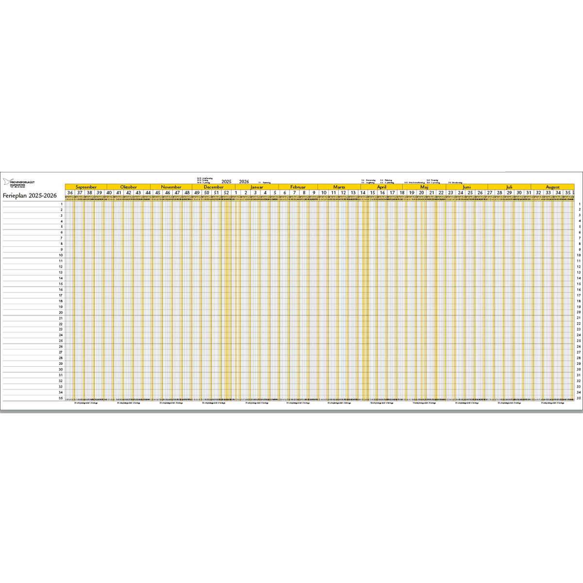 Ferieplan 2025 Gul Til Forsendelse - produktbillede