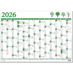 Vægkalender A2 Grøn Til Forsendelse - produktbillede