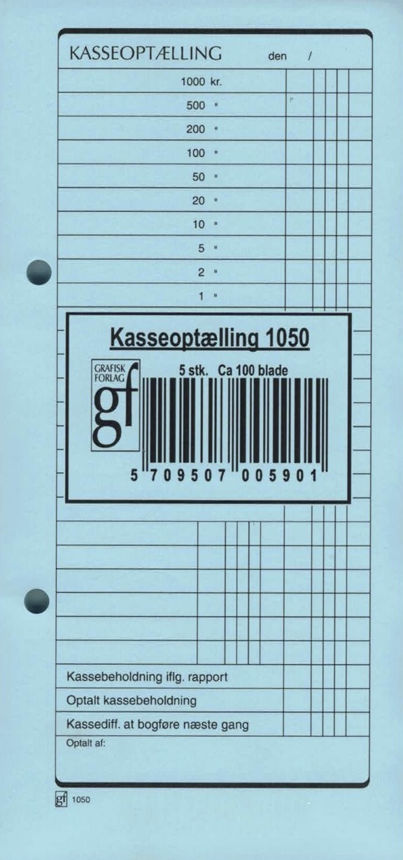 Kasseoptælling Gf1050 100X210Mm Til Forsendelse - produktbillede
