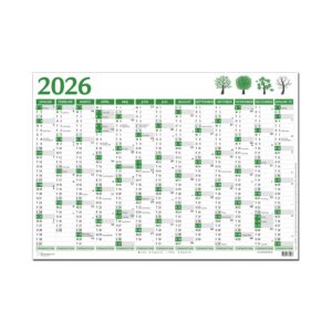 Vægkalender A2 13 Måneder Gul 2024