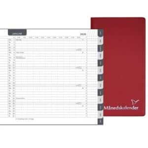 Månedskalender 2025 Rød 2 Fløjet Med Blok