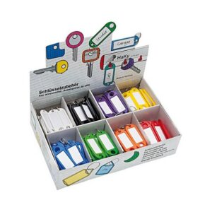 NØGLERINGE M/VEDHÆNG 200 STK ASS FARVER