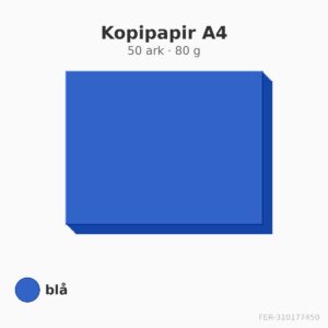 Kopipapir A4 – 50 ark – 80 g – blå