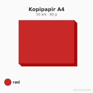 Kopipapir A4 – 50 ark – 80 g – rød