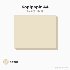 Kopipapir A4 – 50 ark – 80 g – natur