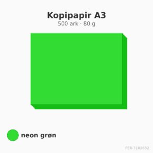 Kopipapir A3 – 500 ark – 80 g – neon grøn