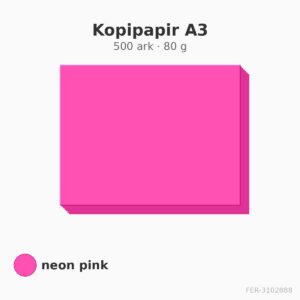 Kopipapir A3 – 500 ark – 80 g – neon pink