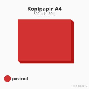 Kopipapir A4 – 500 ark – 80 g – postrød