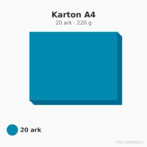 Karton A4 – klarblå – 220 g – 20 ark