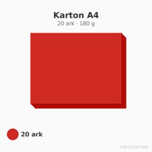 Karton A4 – postrød – 180 g – 20 ark