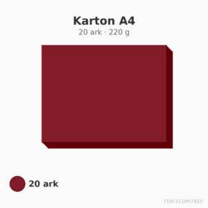 Karton A4 – solbærrød – 220 g – 20 ark