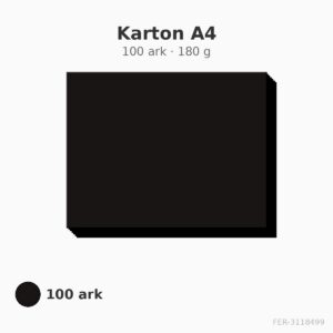 Karton A4 – sort – 180 g – 100 ark