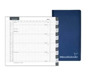 Månedskalender 2025 Blå 2 Fløjet Med Blok