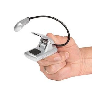 LÆSELAMPE PÅ CLIP M/2 LED LYS - SØLV (TIL AC)