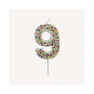 Lys til Kage M/prikker Tal 1 H: 7,5 CM 1 STK.
